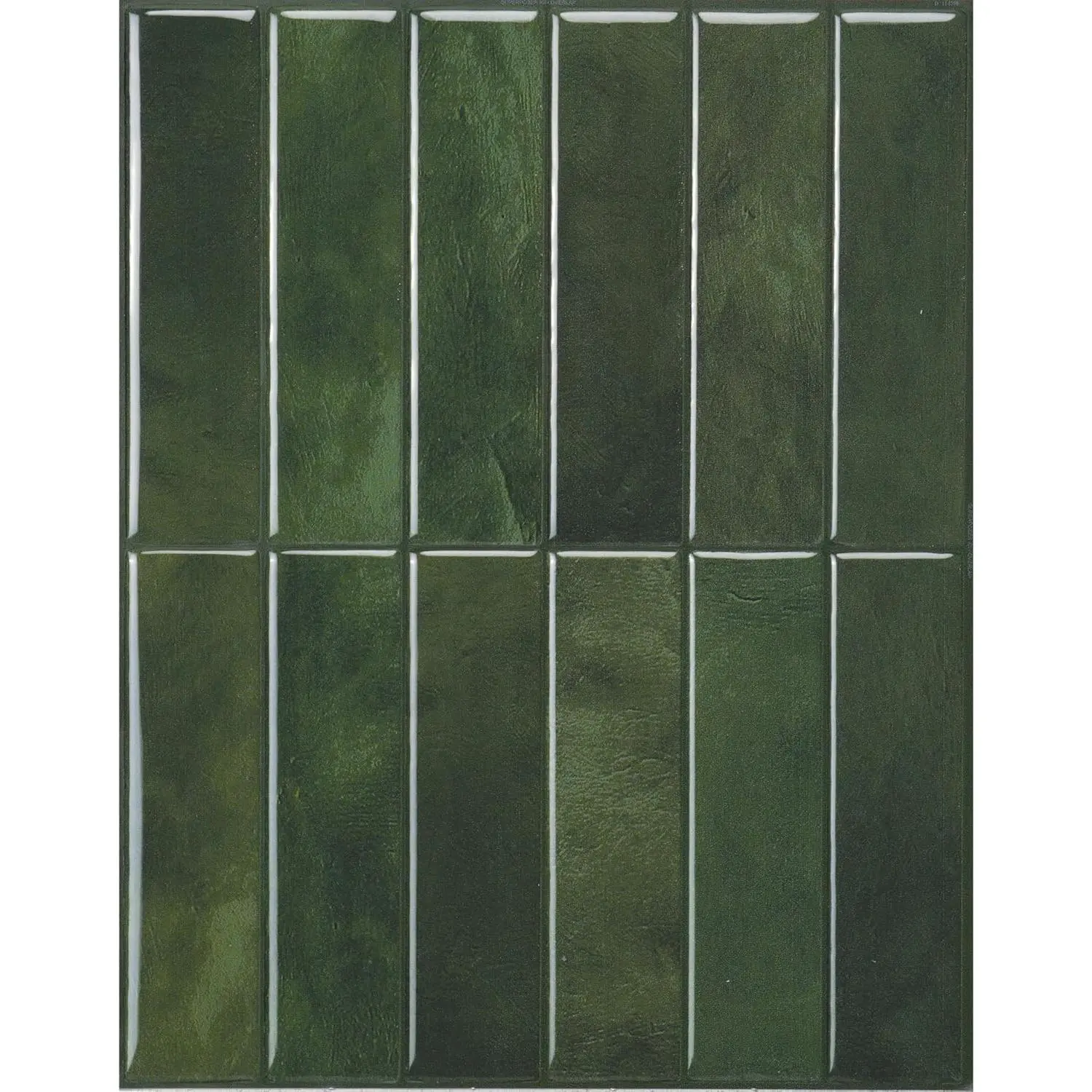 Glossy Synthetic Modern Peel and Stick Wall Covering, Stacked Forest Green, 11.43"x9" | Pack of 5 (3.5 sq ft), Heat-Resistant, Low VOC, Renter-Friendly for Kitchen/Bathroom