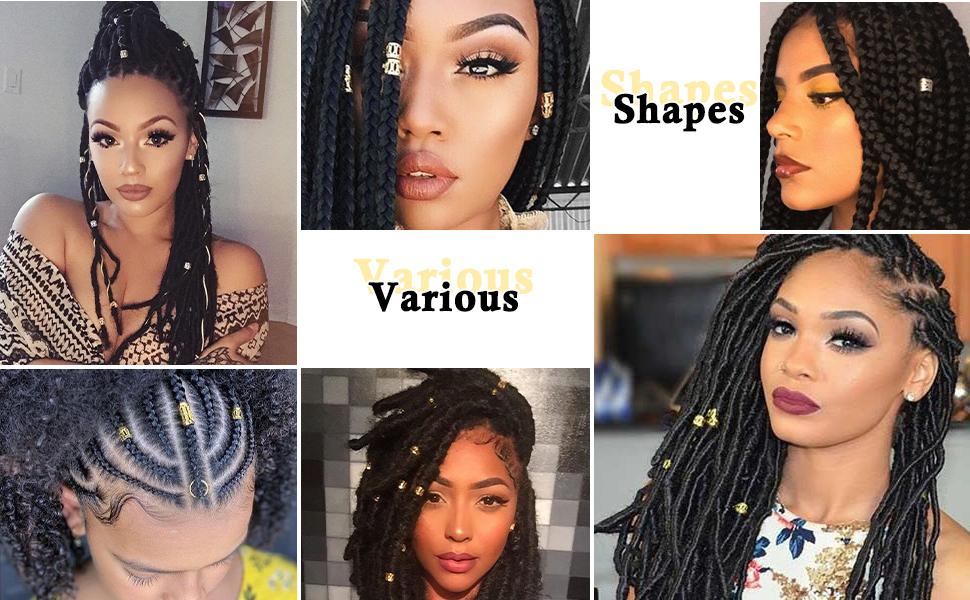 259 Pcs Hair Jewelry, Hair Accessories for Braids Silver Loc Jewelry for Hairs Dreadlocks Braid Jewelrys Hairs Cuffs Clips Dreadlock Accessories for Women's Loc Charms Rings Decoration