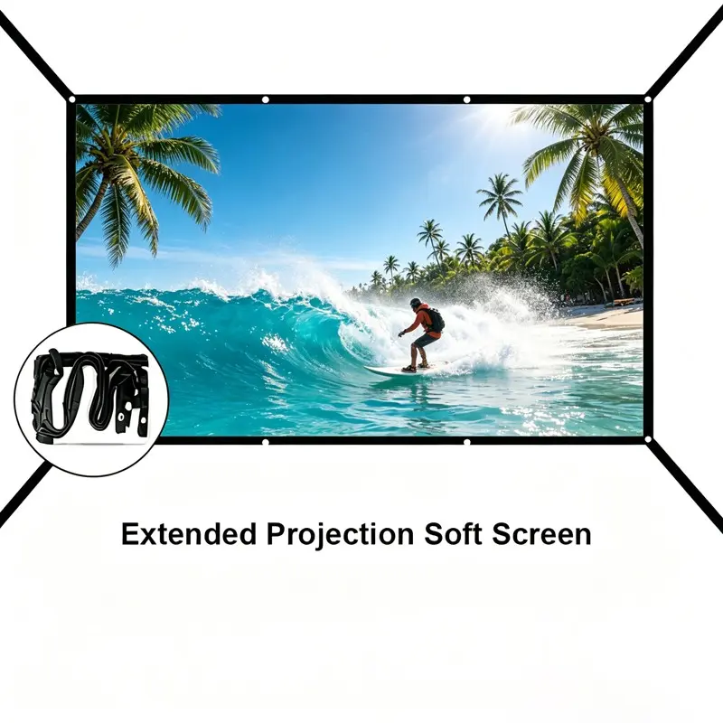 Outdoor Extendable Projection Screen 60-150 Inches 16:9, Foldable and Portable, Ideal for Camping and Outdoor Dining, Mobile Cinema, Outdoor Projector Screen