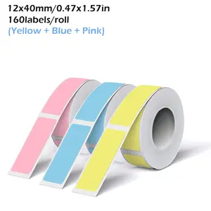 3 Roll Label Paper Set, 12x40mm, White/color Combo, Compatible with Phomemo D30/d35, P15, L1, Ideal for Office, School, Store Use