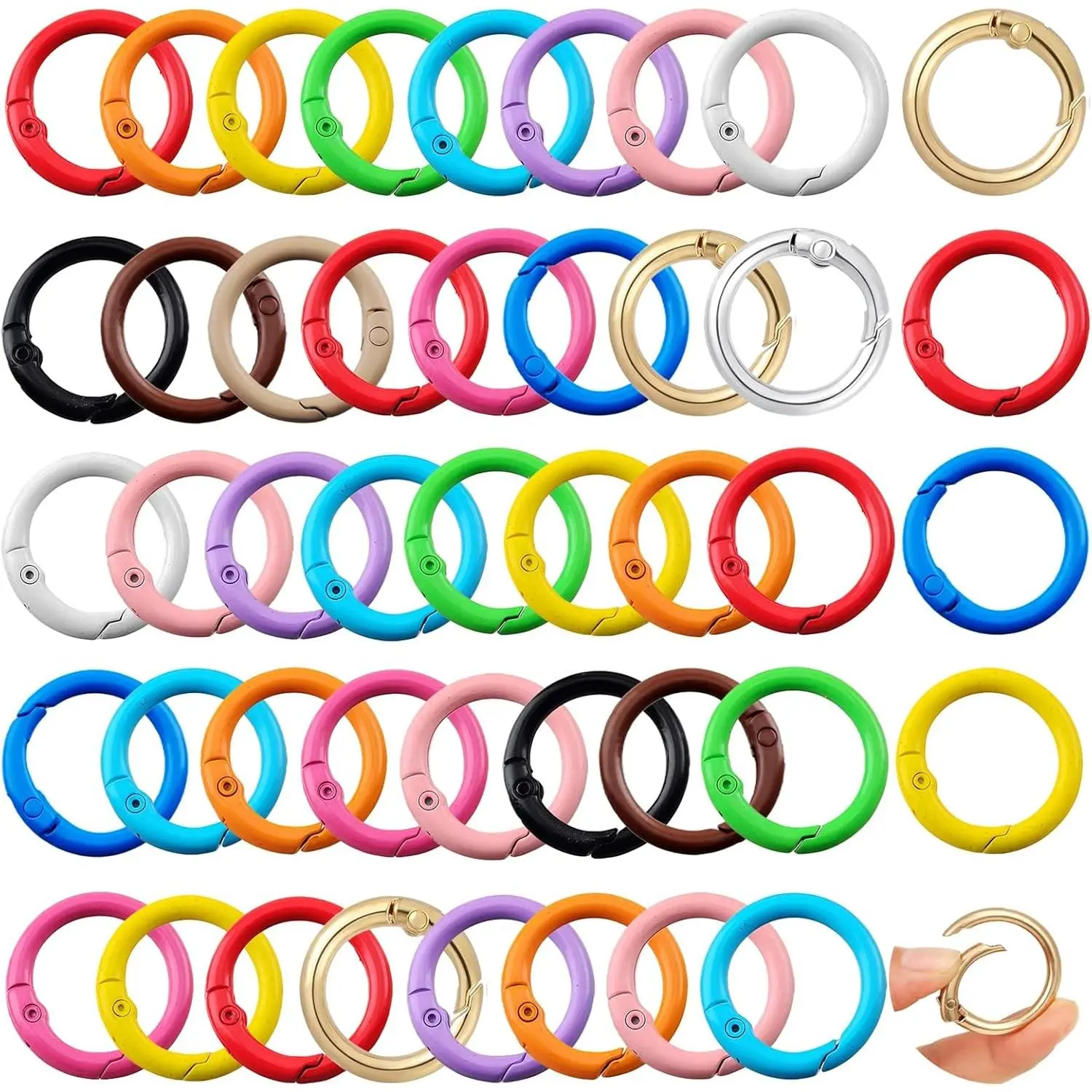 Round Carabiner Clip Bulk 48 count 1 Inch Colorful Circle Carabiner Key Ring Clips Spring O Rings Clips for Bag Charm Purse Lanyard DIY  Making Supplies (Multicolor, 1 Inch)