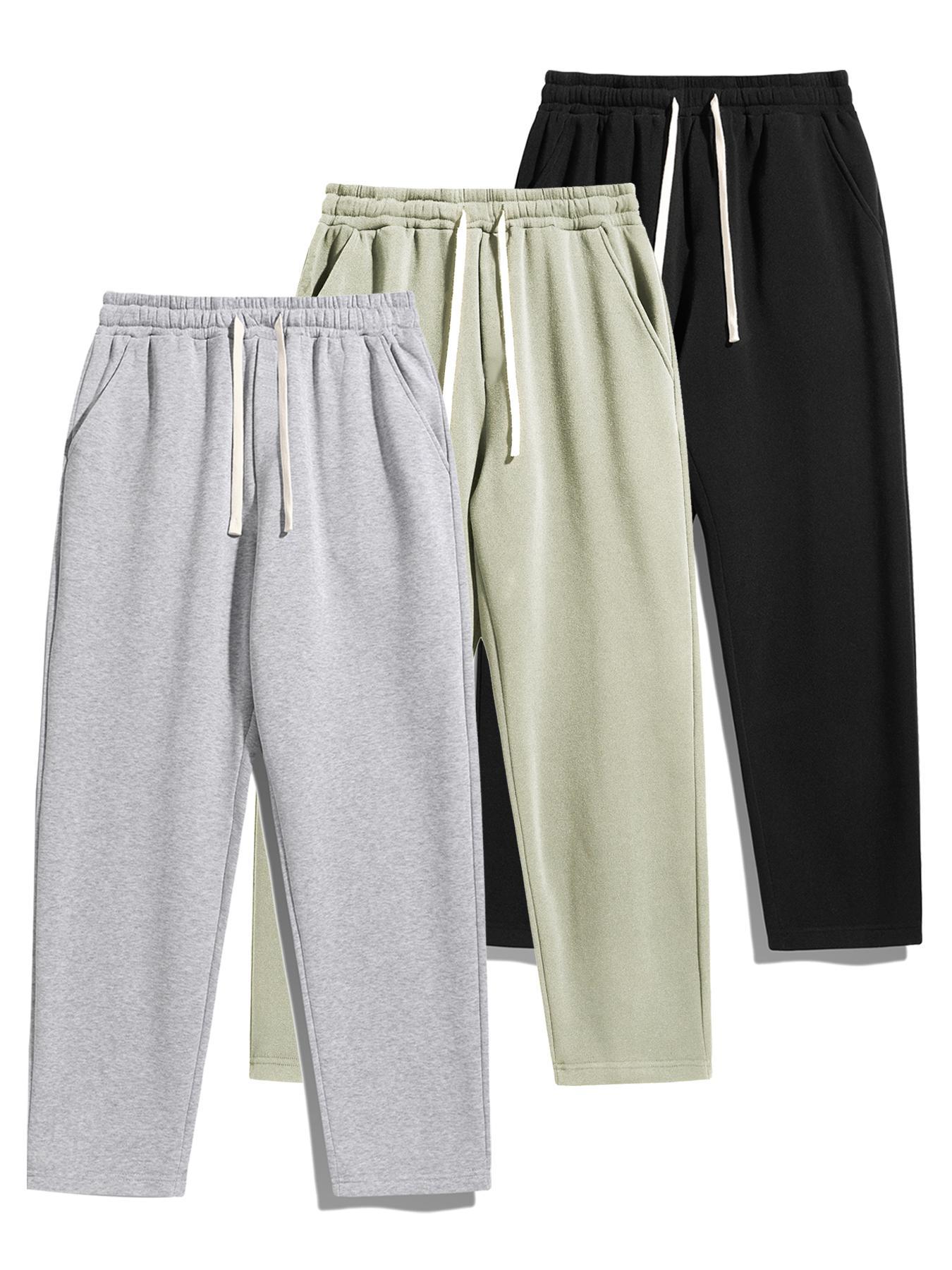 Men's Thermal Lined Pants with Drawstring Waist, Relaxed Fit Loose Sweatpants for Fall & Winter, Men's Bottoms