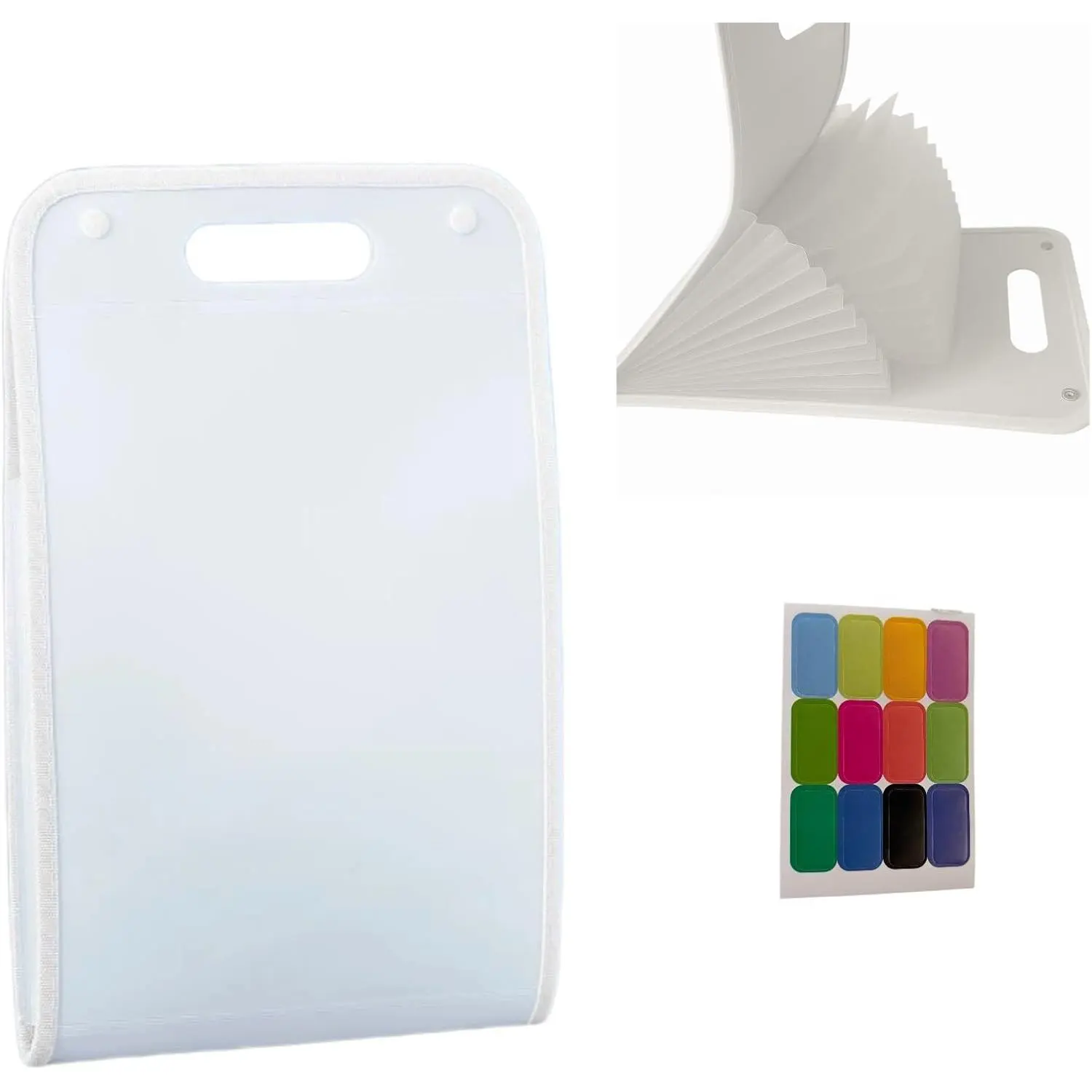 Vertical Accordion File Folder,13 Pockets Expanding File Organize with Labels,A4 Letter Size Paper Document Receipt Organizer Accordion Filing Folder for Classroom, ,Office.(White)