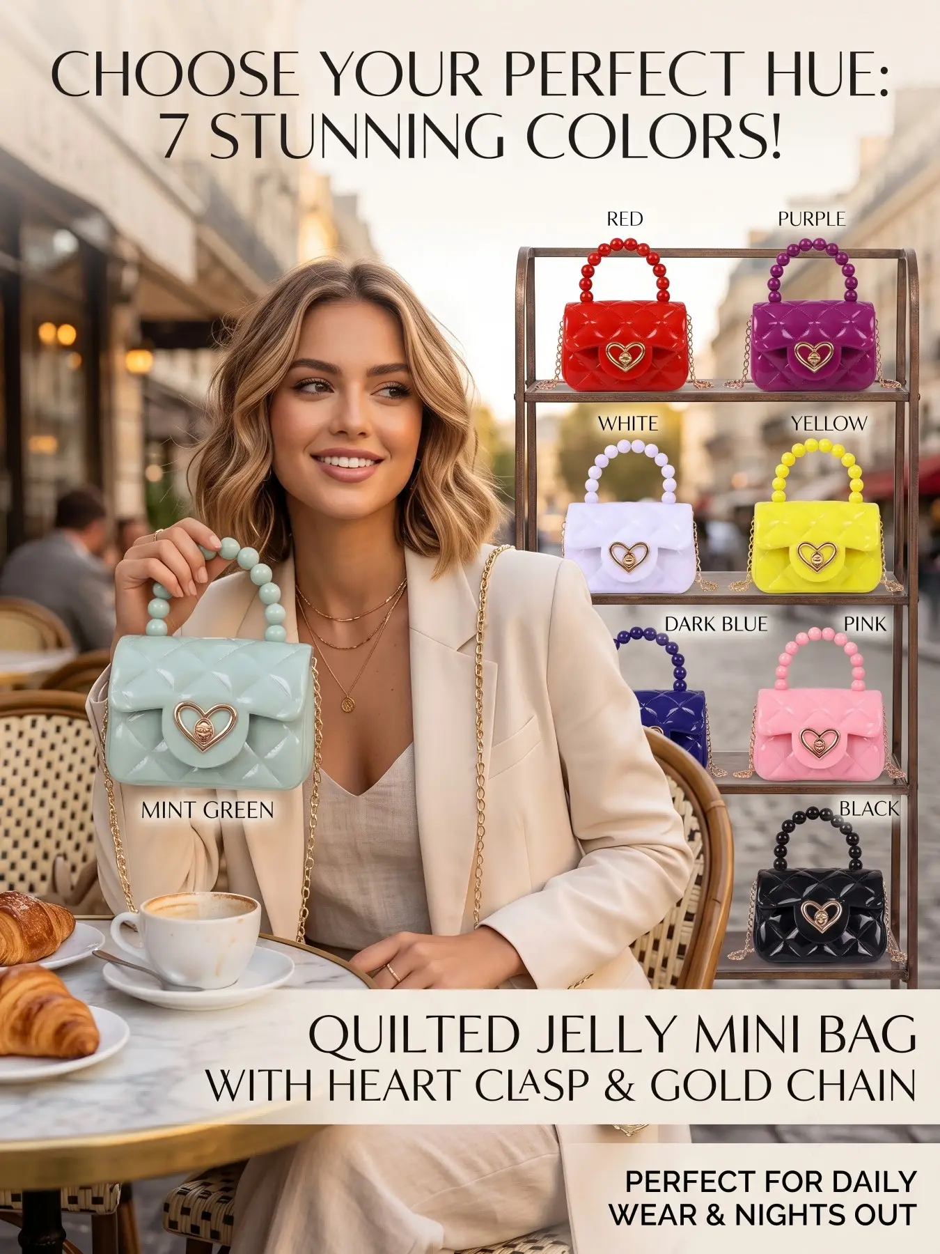 New jelly handbag in candy colors, casual shoulder bag, single shoulder crossbody mini chain key pearl handbag, jelly bag, Casual Fashion Bag
