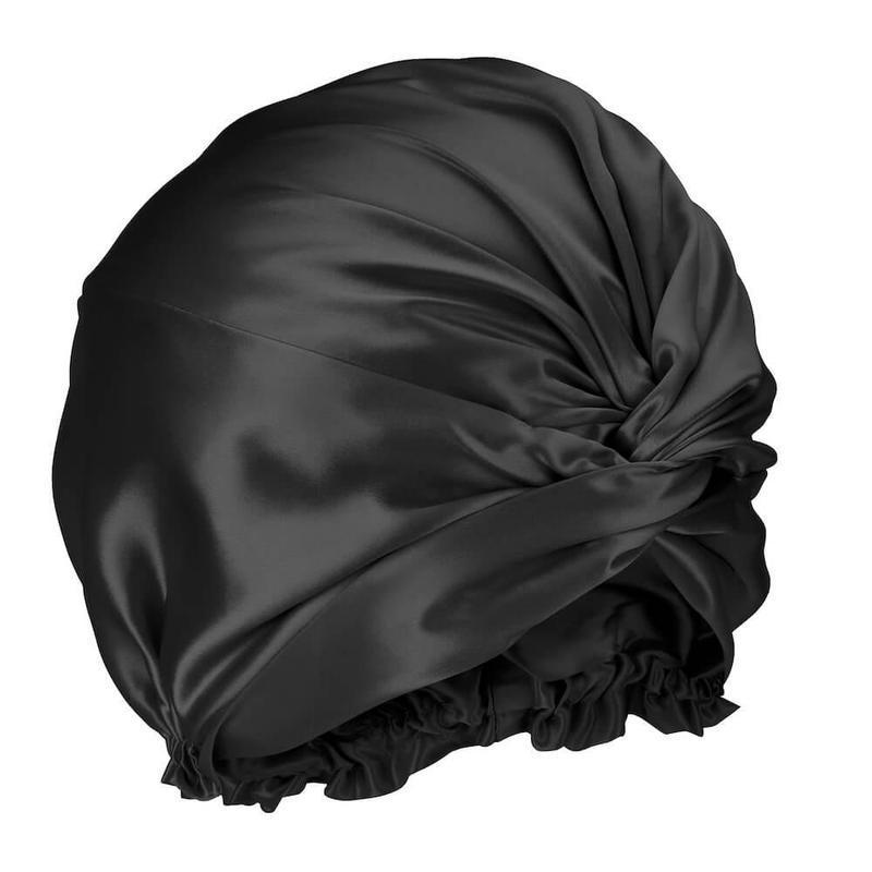 100% Pure Mulberry Silk Bonnet 6A Grade 22 Momme Natural Hair Women Sleeping Cap Turban Style Standard Size