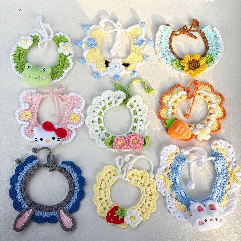 26 new spring pet wool knitted collars, cat bibs, knitted neck warmers, dog bibs, cute accessories