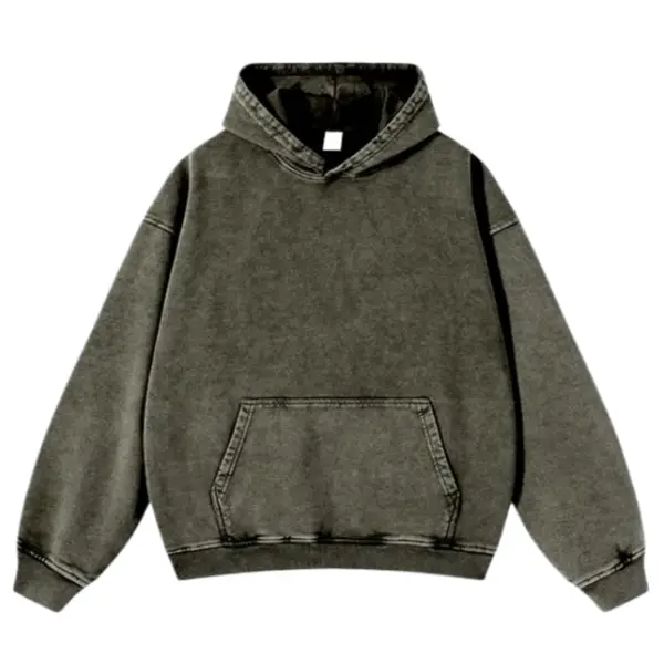 Solid Color60% Cotton 40% Polyester Vintage Heavy Hoodie Unisex Oversized Drawstring Hooded Cotton Sweatshirt with Front Pocket for Daily Wear Comfort Hoodie Tops Womenswear