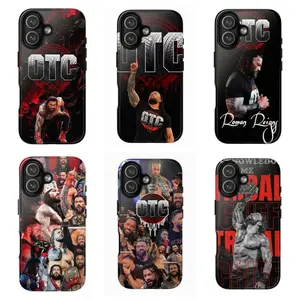 R0man Reigns OTC WWE Wrestling Phone Case  Black Red Blood Drip Grunge Collage Print Shockproof Cover for iPhone 17Promax 16 15 14 13 12 11 and for Samsung S21-S26 Gift for Fans