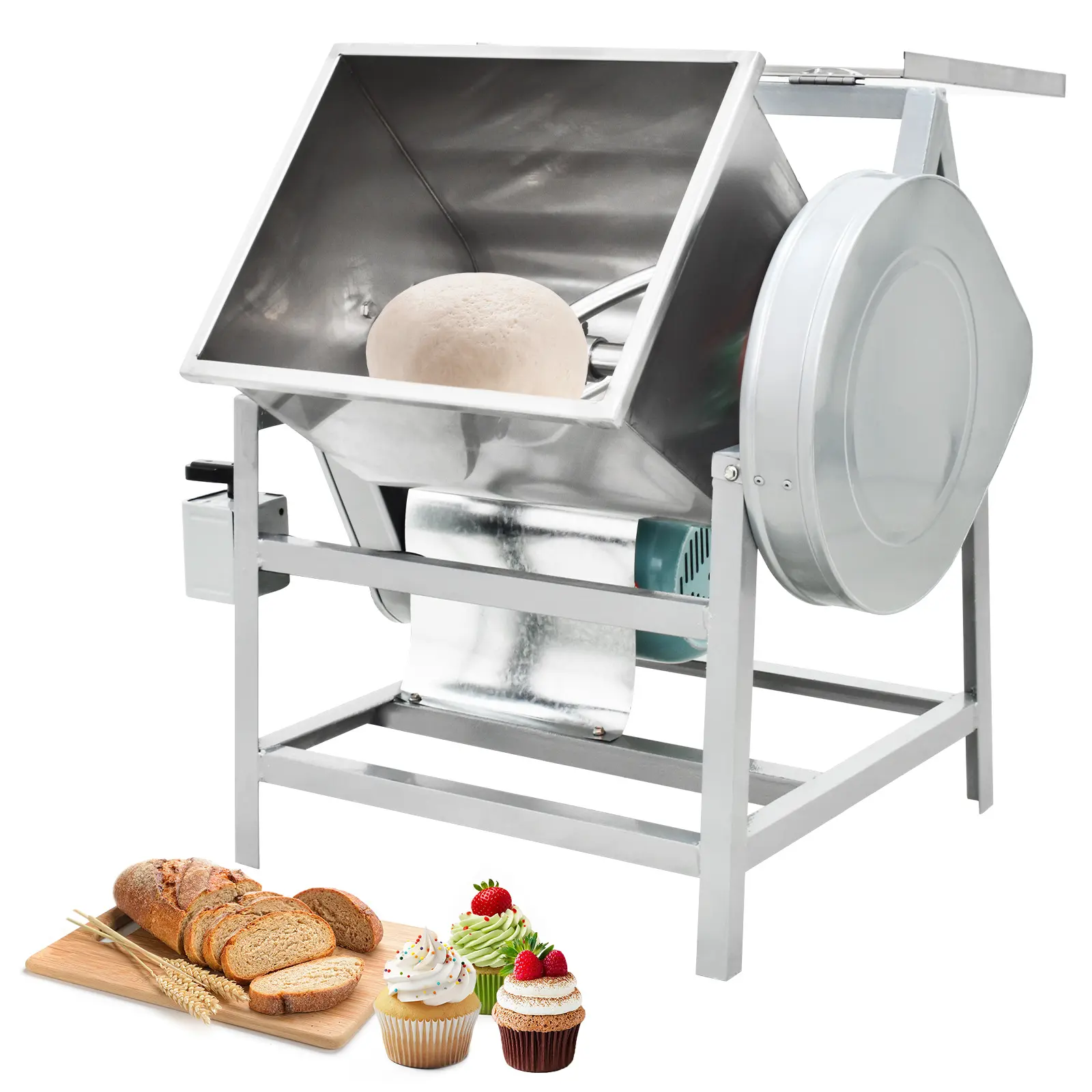 Heavy Duty 30QT Commercial Spiral Dough Mixer – 1500W 110V Stainless Steel – Dual Rotation, Tilt Head, Safety Stop – For Bakeries, Pizzerias, Restaurants – Vertical Base YF-J15, Silver, 40RPM, American Plug 1.8m