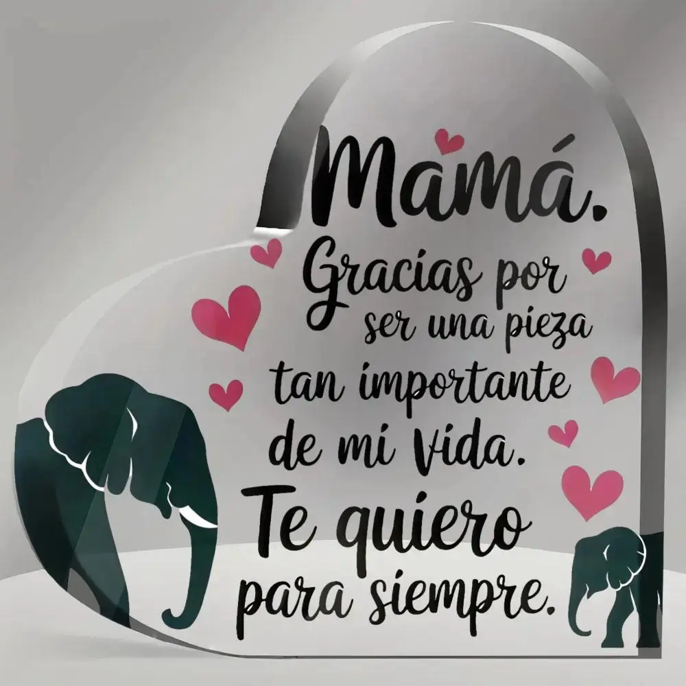 Mother's Day Gift Spanish Mother Birthday Gifts Heart Acrylic Plaque for Office Desk Decor Keepsake Paperweights Gifts for Dad in Spanish Christmas for Mom from Daughter