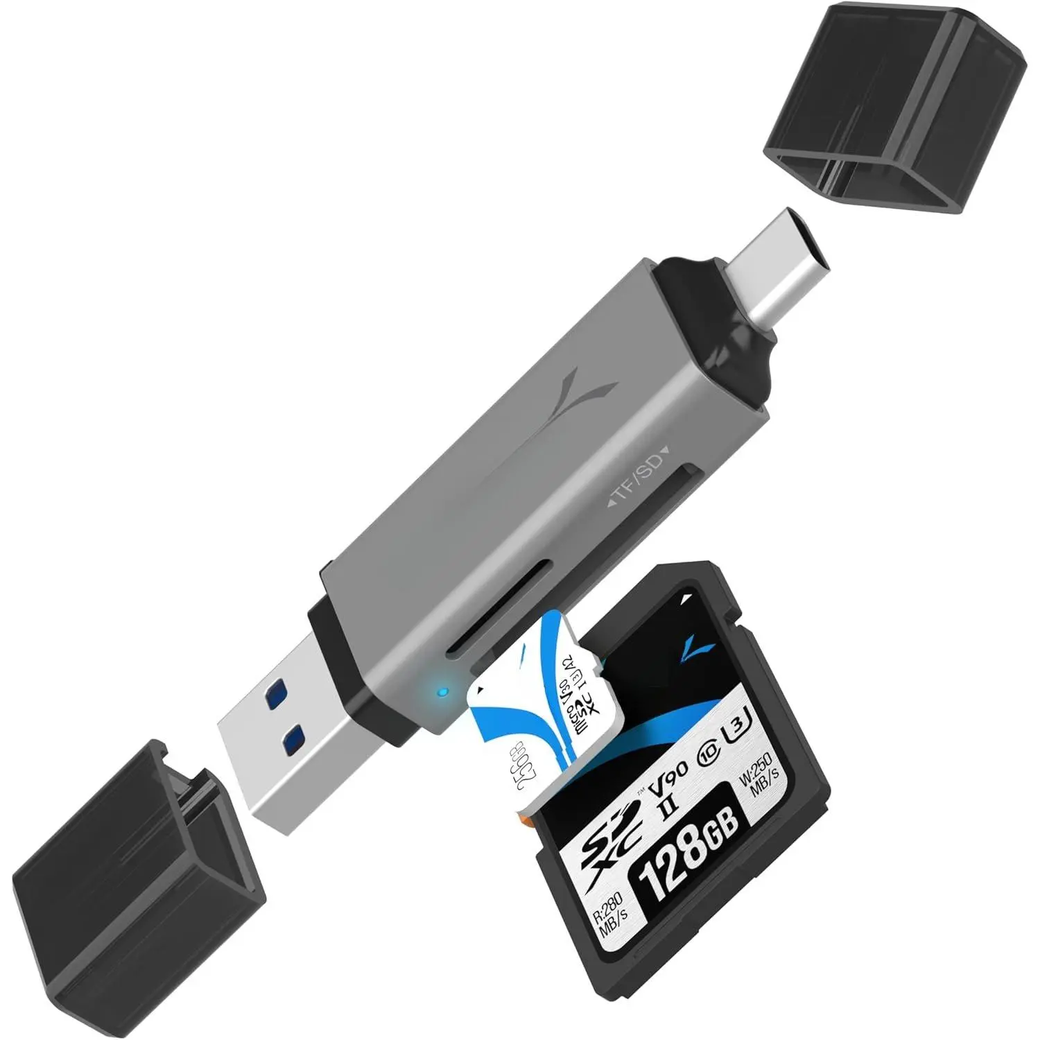 SD Card Reader USB C & USB A,  SD Card Reader, USB 3.0  Slot Memory Card Adapter for Laptop PC Android (CR-BCA2)