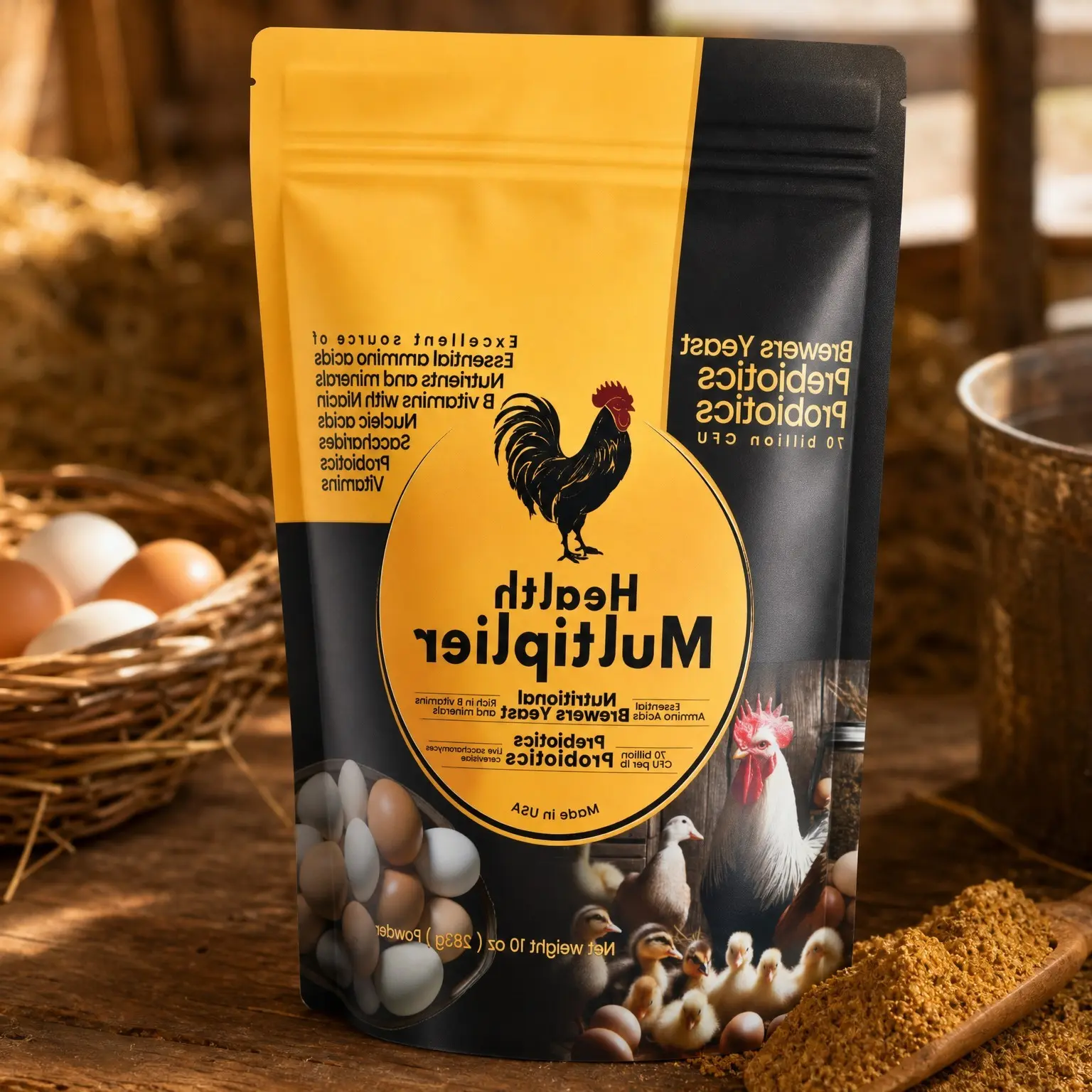 Brewer's Yeast, Probiotics, Niacin & Vitamins Supplement for Ducks, Chickens & Poultry – Supports Molt Recovery, Severe Stress Relief, Egg Quality & Development, 10 oz Resealable Foil-Lined PouchGift