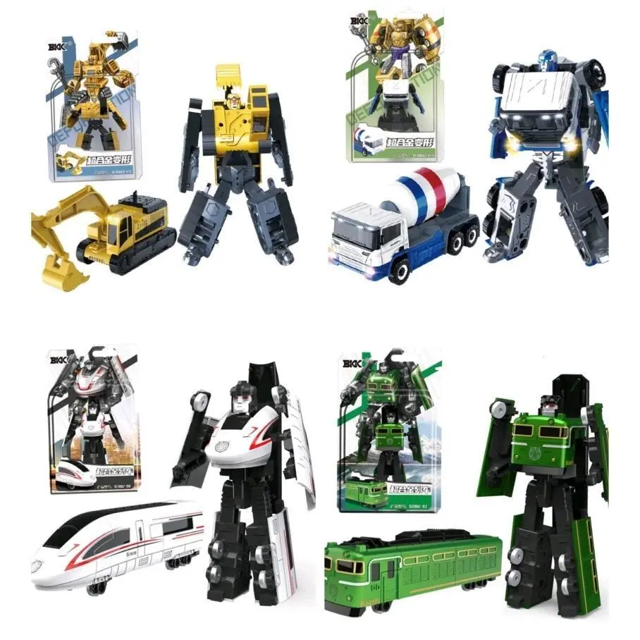 2026 hot item BKK Alloy Deformation Robot 2 in 1 Mini Transformation Robot Kit Train Engineering Vehicle Dinosaur Train Children's Toy
