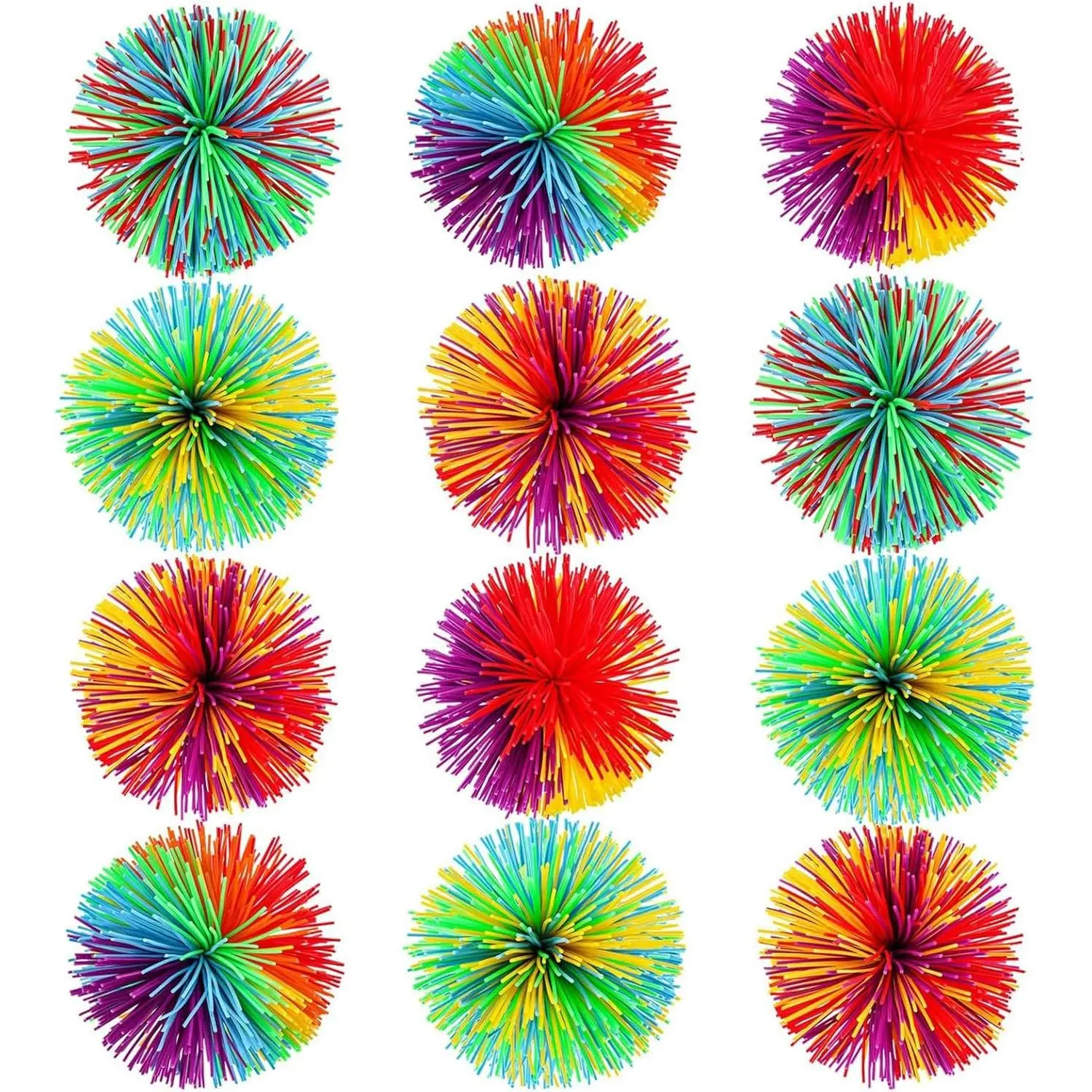 12 Pieces Stringy Balls Sensory Stringy Ball Soft Rainbow Pom Bouncy Stress Bags Basket Stuffers Fillers Birthday Party Favors, Fidget Party School Classroom Gifts, Multicolor (2.75 Inch)fidget toys