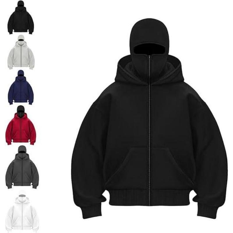 Balaclava Hoodie With Built-In Zip - Men's Athletic Autumn Winter Sweatshirt