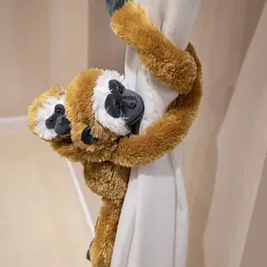 New Long-Armed Lemur Doll Hanging Mommy Baby Chimpanzee Sloth Curtain Hook, Cute Party Gift, Christmas, Easter, Thanksgiving, Valentine's Day, Birthday, Student Gift