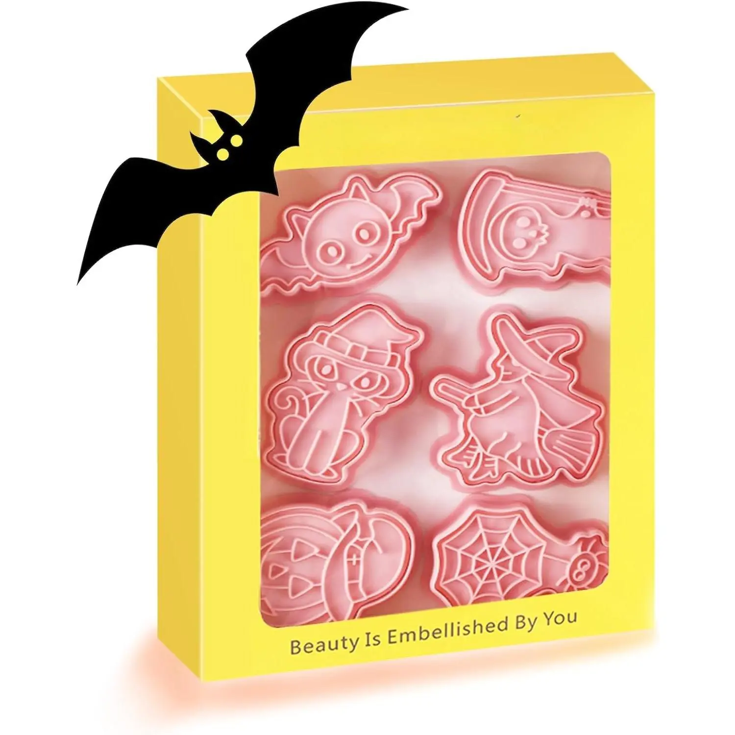 Novel Halloween Cookie Cutters and Stamper, Pumpkin, , , Bat, , Spider  Cookie Cutters Set for Halloween Baking (Pack of 12)