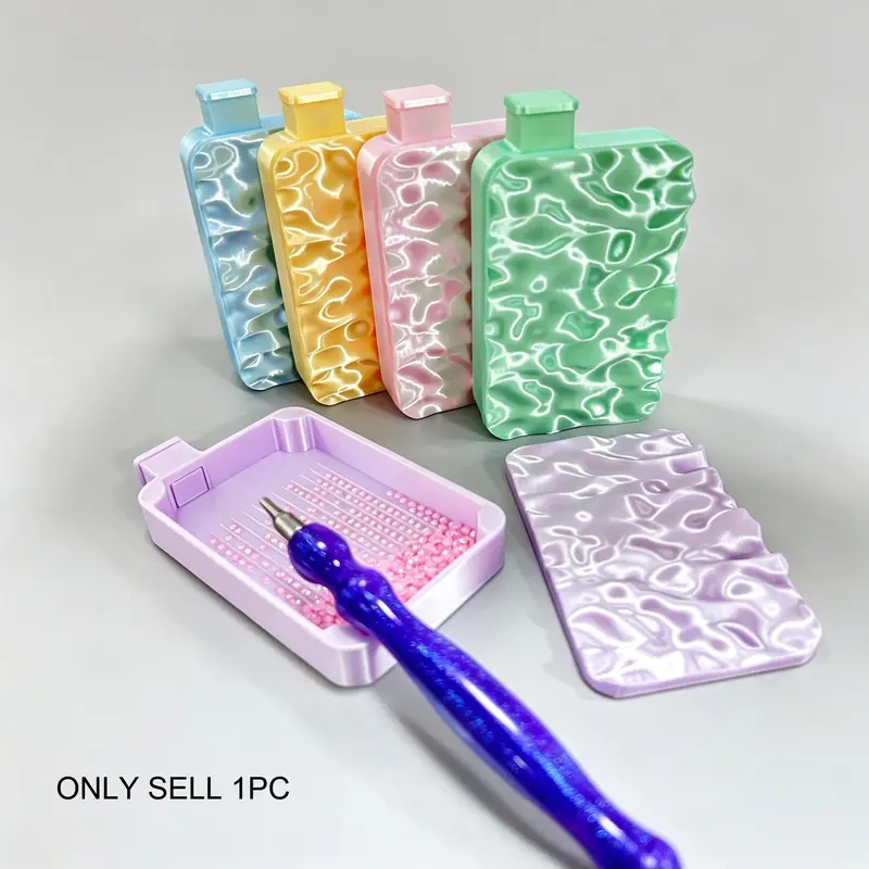 1 Pc 10.2×5.9cm Magnetic Water Ripple Diamond Painting Tray, Macaron Plastic Rhinestone Sorting Tray, Anti-slip Flip Storage Tool, Diamond Art Accessories For DIY Diamond Art Crafters