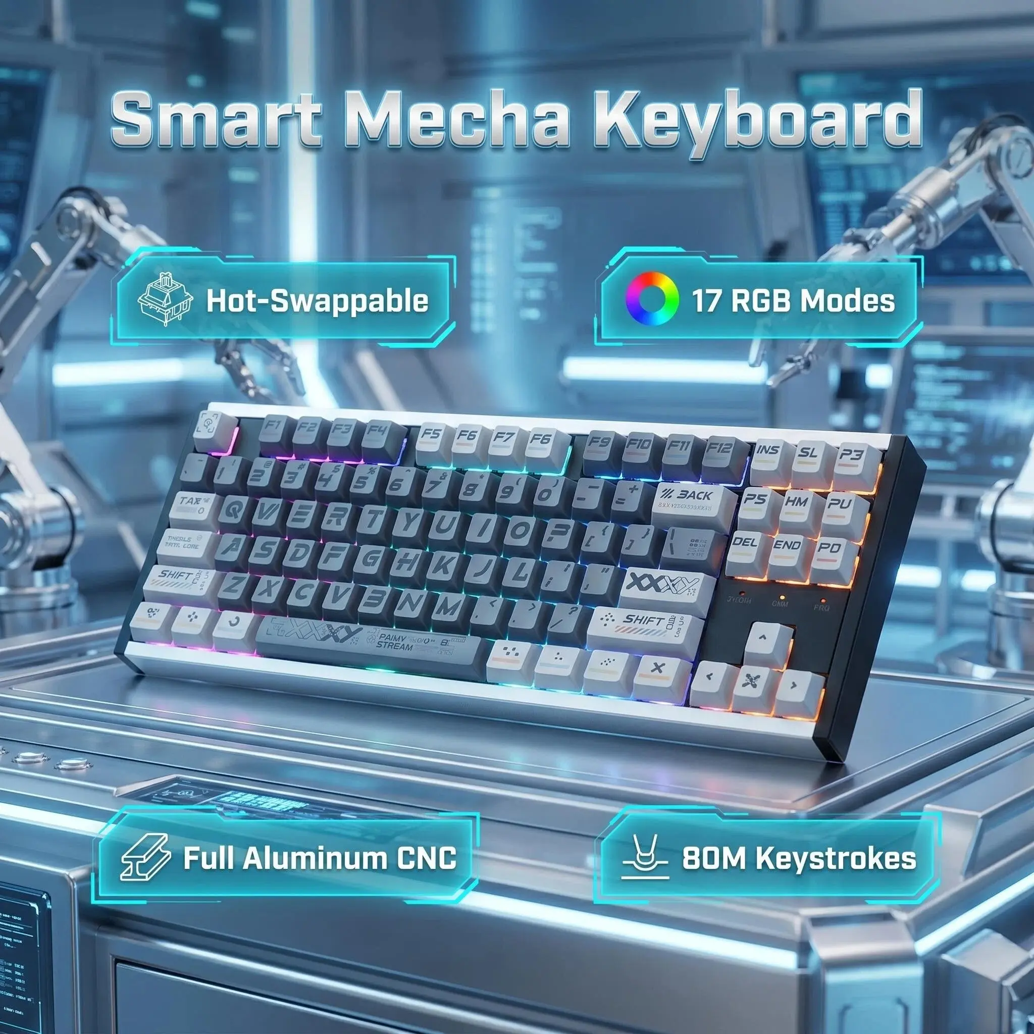 ASMR Ready! Dark Aesthetic Premium 87 keys Aluminum Mechanical Keyboard – Hot-Swappable, RGB, Mahjong Sound – Best for Esports & Office gaming compact