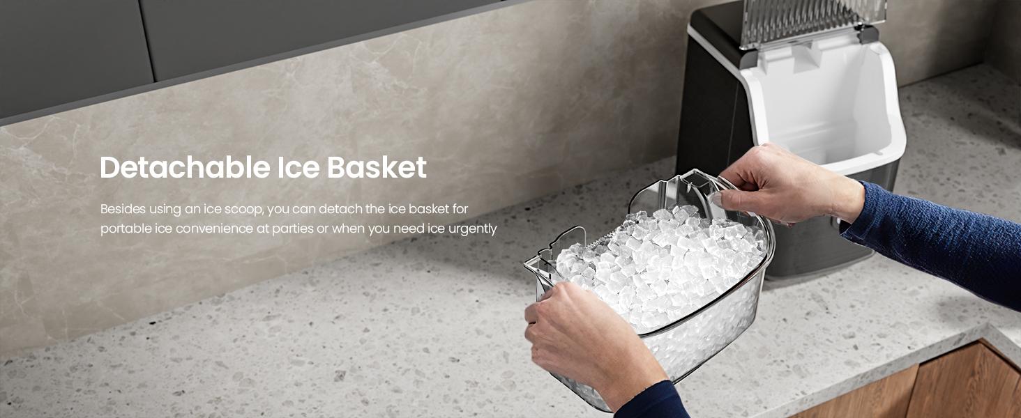 Kismile Nugget Ice Makers Countertop,Portable Ice Machine with Crushed Ice, 35lbs/Day,Self-Cleaning,One-Click Operation for Home Use