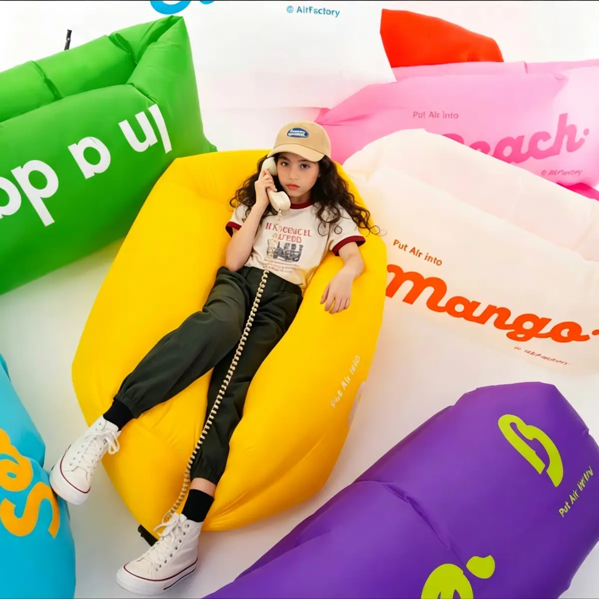 Portable Dopamine Style Lazy Air Sofa - 5-Second Fast Inflation, No Pump Required, Lightweight Blow-Up Couch, 440 Lbs Weight Capacity, for Camping, Music Festival, Outdoor Relaxing (Home & Party Supplies)