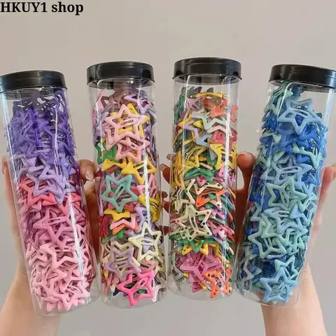 100PCS Synthetic Colorful Star-Shape Mini Claw Clips - Non-Slip Lightweight Barrettes Hair Clips for Female Sports & Outdoor Daily Styling, Decorative Hair Accessories