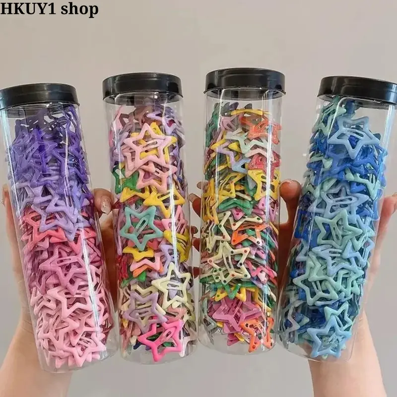 100PCS Synthetic Colorful Star-Shape Mini Claw Clips - Non-Slip Lightweight Barrettes Hair Clips for Female Sports & Outdoor Daily Styling, Decorative Hair Accessories