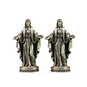1PC Vintage Brass God Statue - Religious Decoration, Creative Desktop Craft Artwork, Small Copper Figurine for Home Ornament