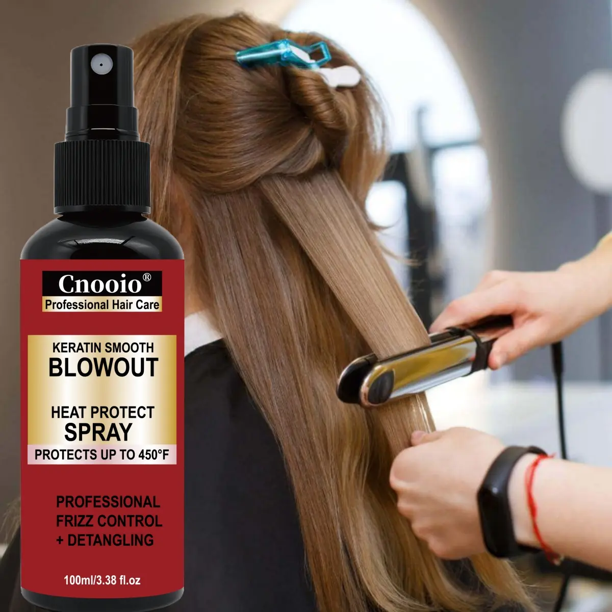 KERATIN SMOOTH BLOWOUT HEAT PROTECT SPRAY & Frizz Control Keratin Smooth Blowout Spray and Serum Protecting Heat Spray PROTECTS UP To 450°F PROFESSIONAL FRIZZ CONTROL DETANGLING, Heat Styling, Keratin Formula, Leave-in Hair Conditioner Keratin Spray