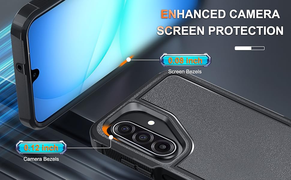 RMOCR Case for Samsung Galaxy A17 5G Phone Cover with Screen Protector+Camera Lens Cover,Military Grade Heavy Duty Shockproof PhoneCase with Wrist Lanyard Strap for Sam A17,Black Matte