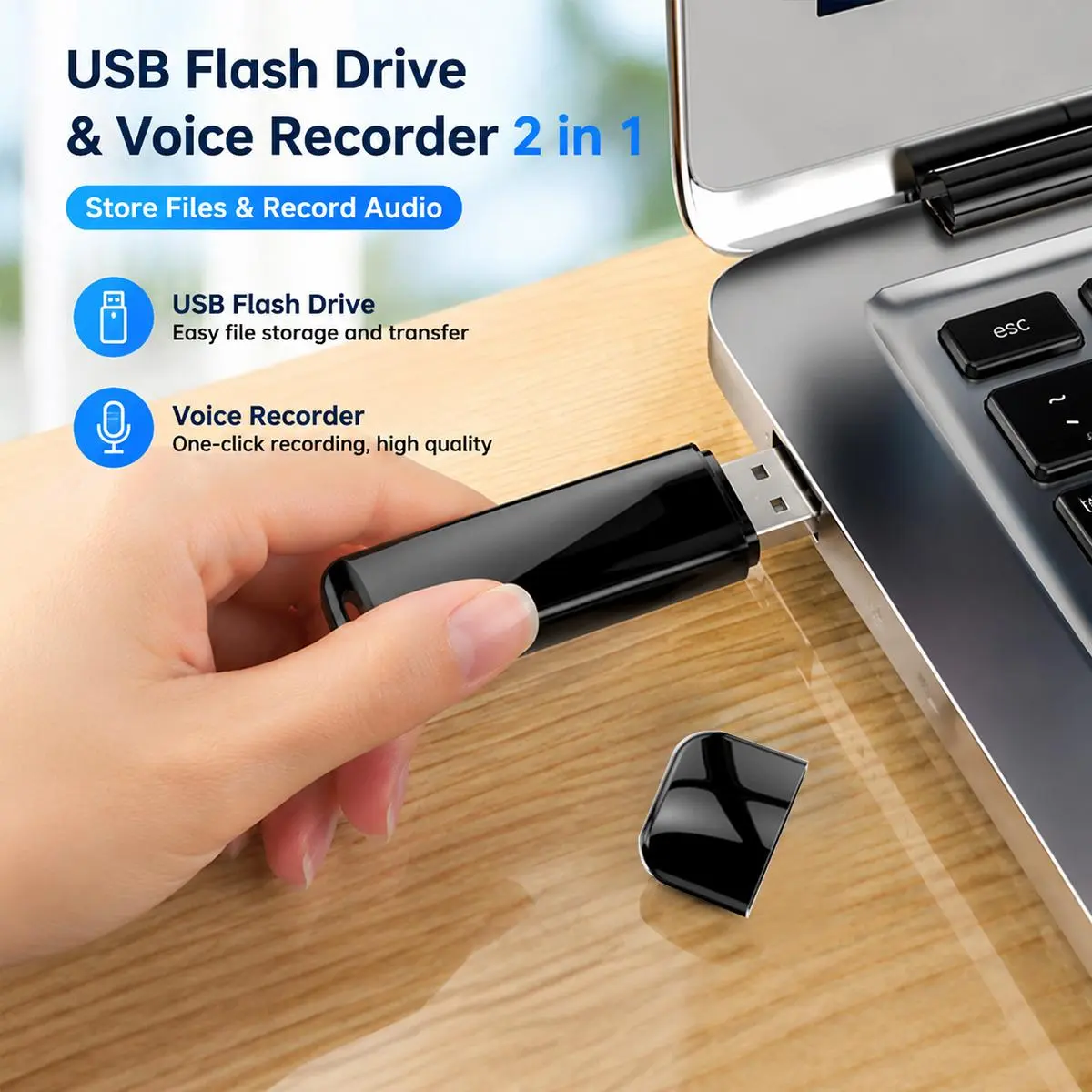 2-in-1 USB smart voice recording device featuring HD audio and noise reduction, with timestamp-based sorting—making it an ideal voice recorder for meeting minutes. Automatic Automatic Automatic