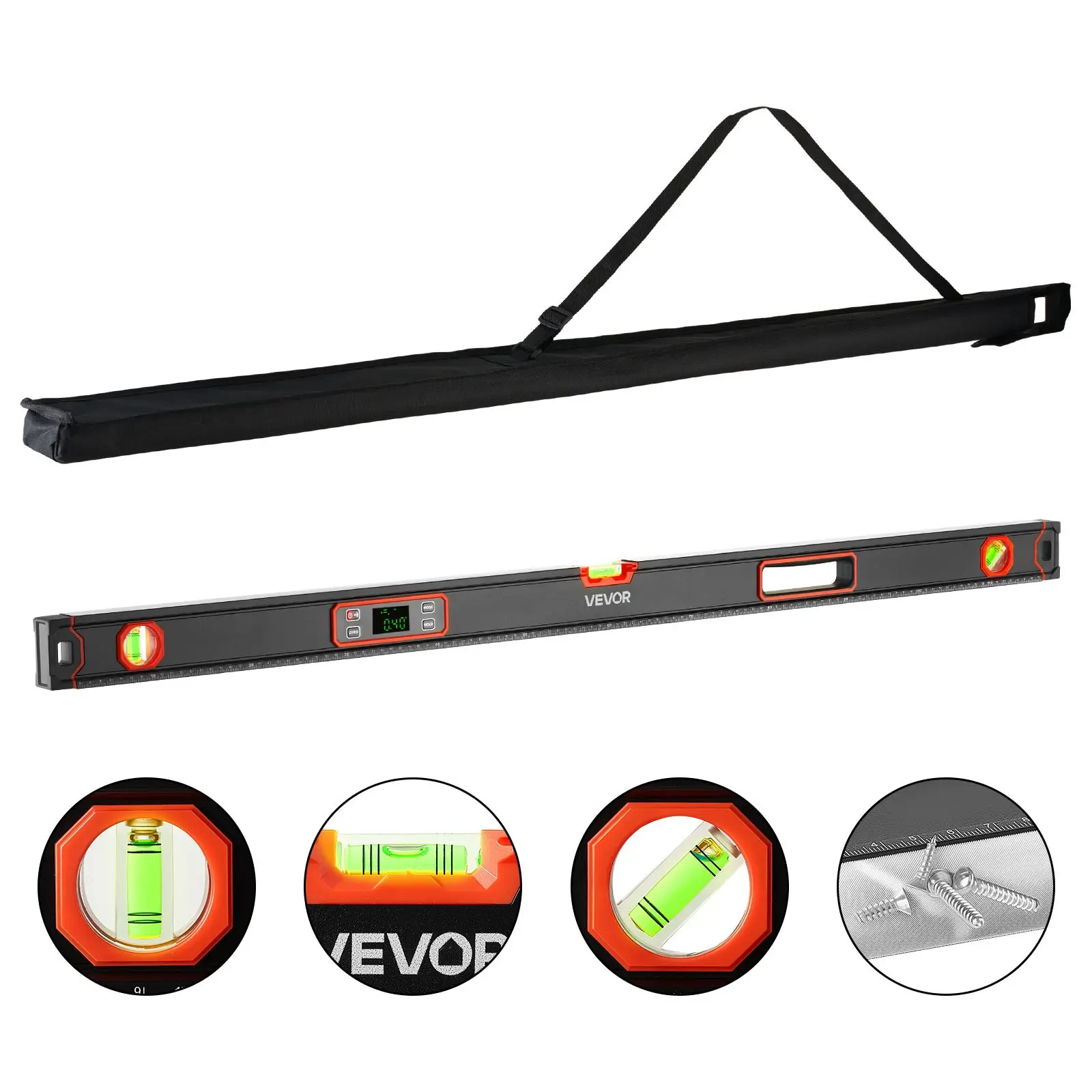 【DealsForYouDays】VEVOR Digital Level, 48 in Length, Magnetic Electronic Level with LED Backlit Display, 360 Electronic Leveler Tool with 0/45/90 Bubble Vials, IP54 Rating for Construction Carpentry Home Renovation