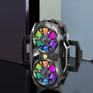 Dual Fan Phone Cooler for Gamers & Streamers, RGB Lighting, USB-C, Real-Time Display, Silent, Quick Cooling, Adjustable Clip