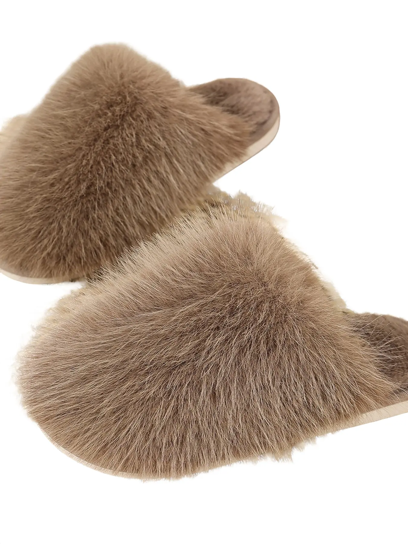 Soft Pure Color Long Hair Slippers, Flat Sole Slip-On Warm Cotton Slippers, Suede Slippers, Comfortable Indoor Footwear, Cozy and Stylish Design