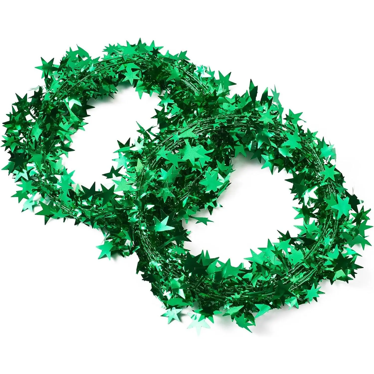 49.2 FT Green PVC-Iron Lightweight Tinsel Garlands, Modern Festive Decorations for Christmas, Party, Wedding - Tree, Wall, Rail Ornaments