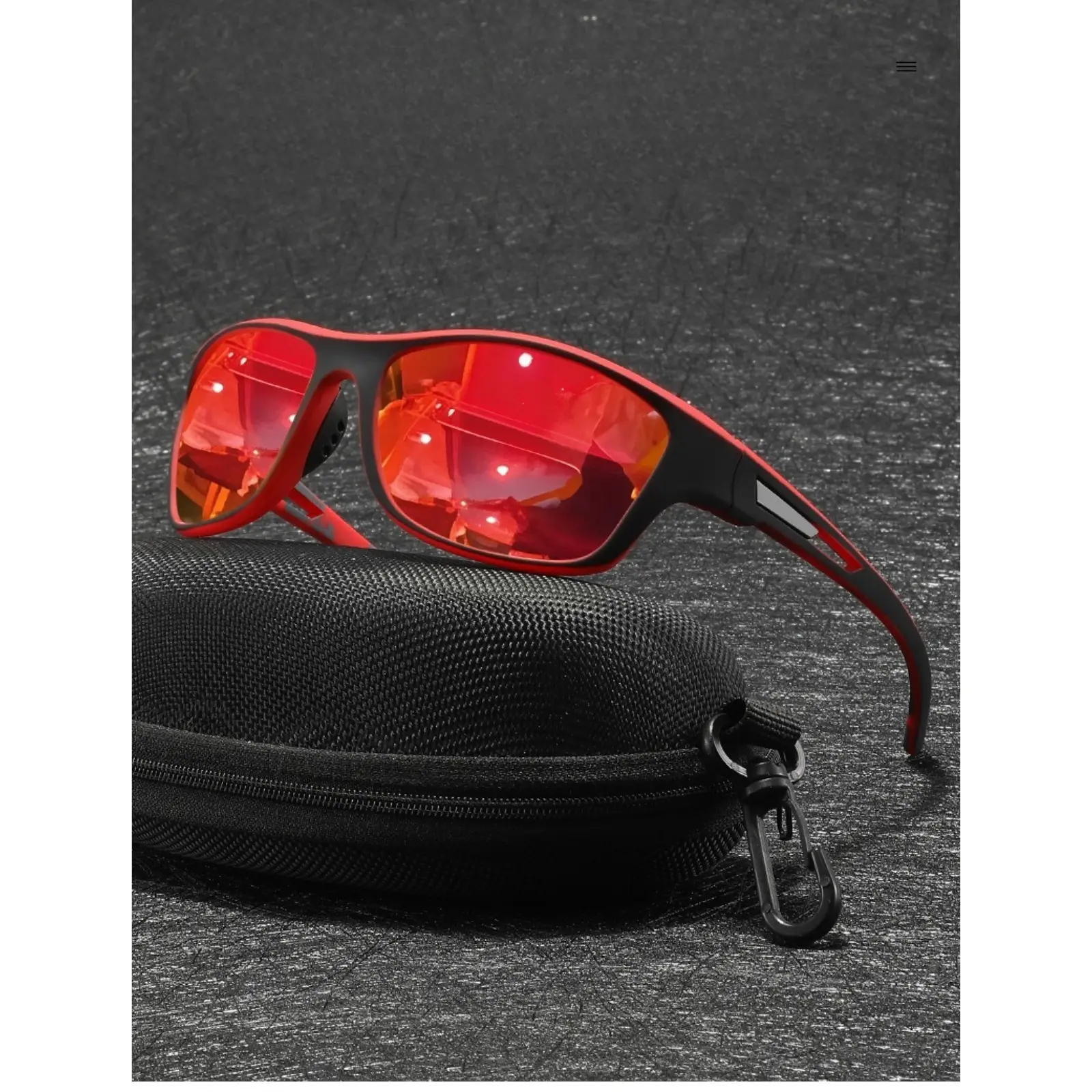 Polarized Wraparound Sport Sunglasses for Men, Red Mirrored UV400 Shield Lens for Cycling, Driving & Outdoor Sports - Protective Case Included, Polarized Lens, Sun Protection, Red-Tinted Reflective Sports Eyewear