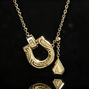 Women's Bohemian Horseshoe Initial Necklace - Simple Letter Pendant, Adjustable Choker, Light Fashion Accessory for Daily Wear & Gifting