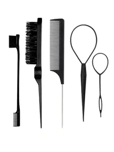 5pcs Cross-Border Bestselling Dual-Head Eyebrow Brush, Steel Needle Tail Comb, Hair Styling Tool Set, Beauty Tools Kit