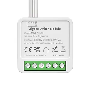 Tuya ZigBee Smart Neutral Wire Mini Hidden Switch Module 1 2 3 4 Gang Multi Channel On Off Controller