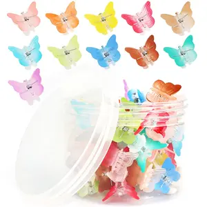 50PCS Mini Butterfly Hair Clips for Hair with Box Glitter 90s Y2k Hair Accessories for Girls Women (Matte-Gradient color)