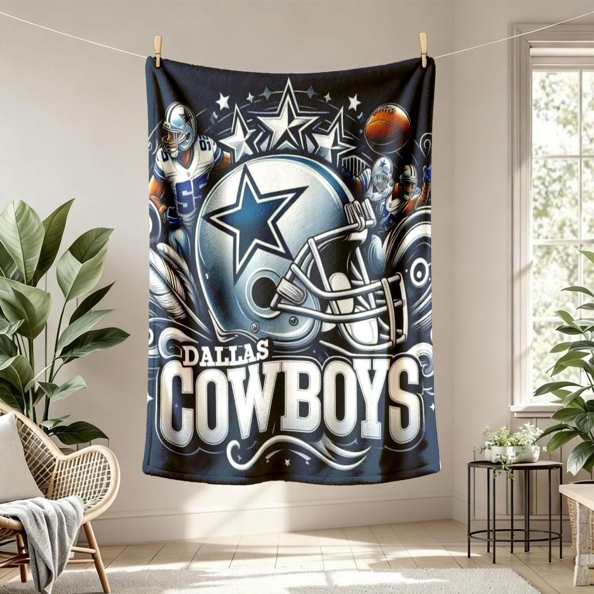 Dallas Cowboys American Football Flannel Blanket, Soft Lightweight Warm, Bedroom Holiday Decor, Bed Sofa Office Camping Travel Gift