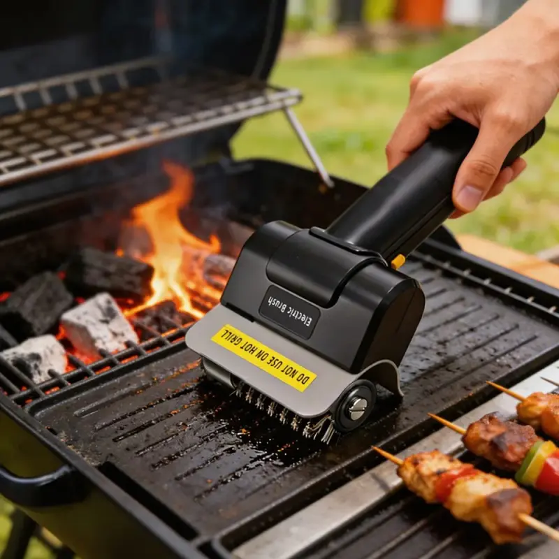 Outdoor rechargeable electric grill cleaning tool, Grill Tool Set, Bbq Tools, Grilling Accessories, includes grill brush and scraper, safety wire brush, barbecue cleaning accessories, gloves and replacement brush heads for all grills