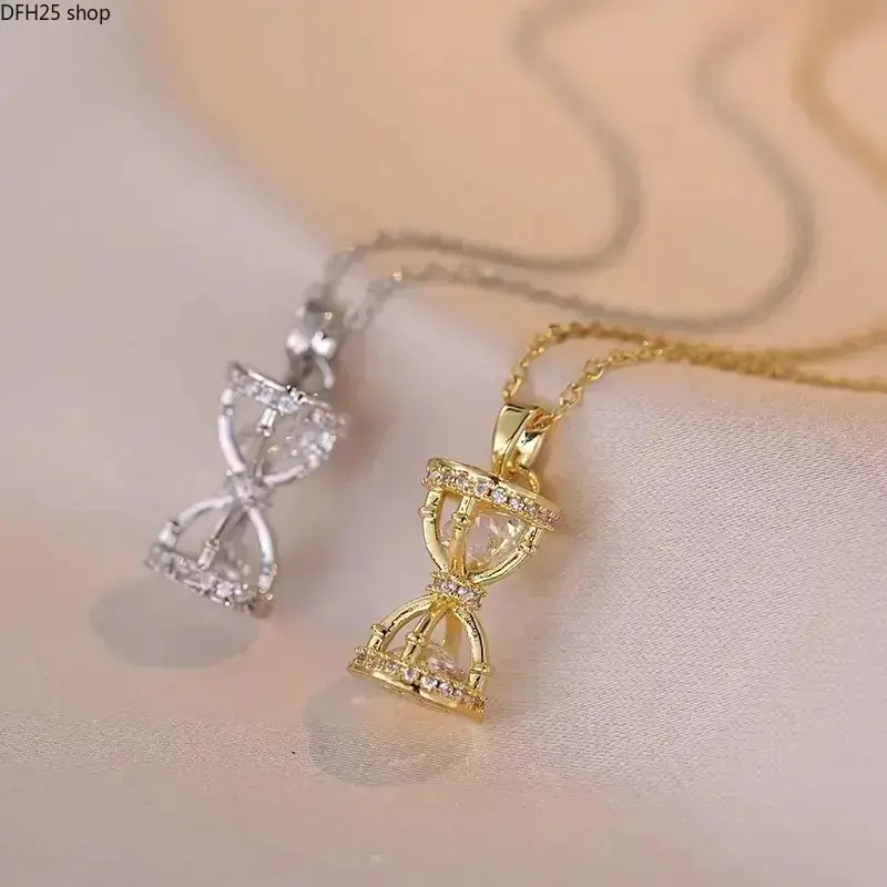 Layered Hourglass Pendant Necklace Set, Gold-Tone Dainty Stackable Chains with Minimalist Design for Women, Daily Wear and Evening Outfits
