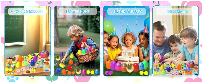 200 Pcs Prefilled Easter Eggs with Toys Inside,Easter Basket Stuffers,Surprise Easter Egg Fillers,Easter Toys Bulk,Easter Egg Hunt,Prizes Classroom Events,Easter Gifts,Eggs Fillers,Easte Party Favors