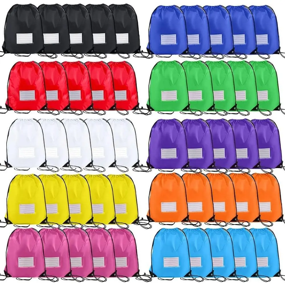 50 Pack Bulk Drawstring Backpack Bags, 10 Colors DIY Gym Sports Cinch Sackpack for Women & Men