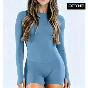 DFYNE Long Sleeve One Piece - Seamless shaping design, hip-lifting design, women's sportswear, suitable for yoga, fitness, cycling, hiking, running, sports, outdoor leisure and other occasions