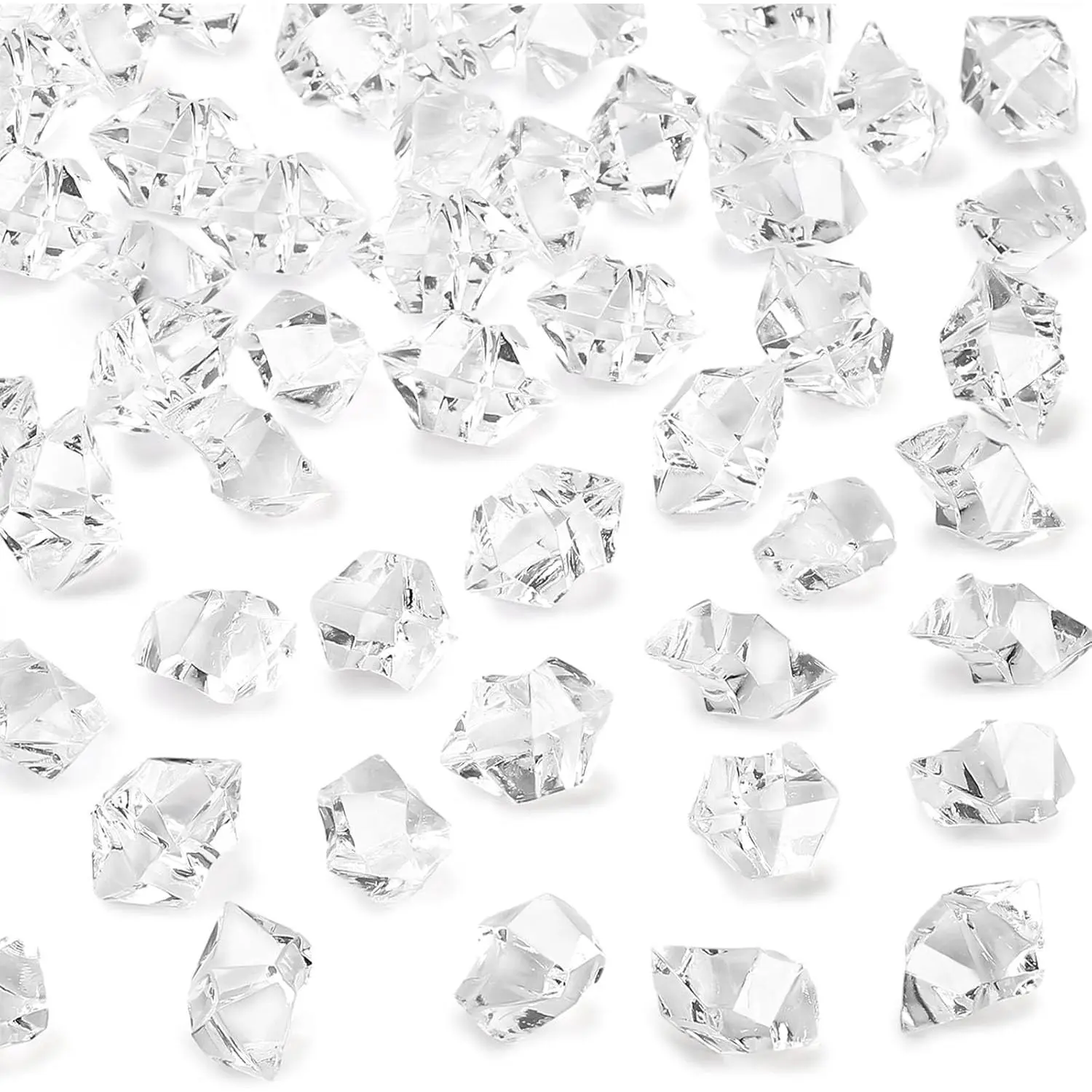 150PCS Fake Diamonds, Plastic Diamonds Acrylic Rocks Vase Fillers for Centerpieces Wedding Party Table Scatter Food Display