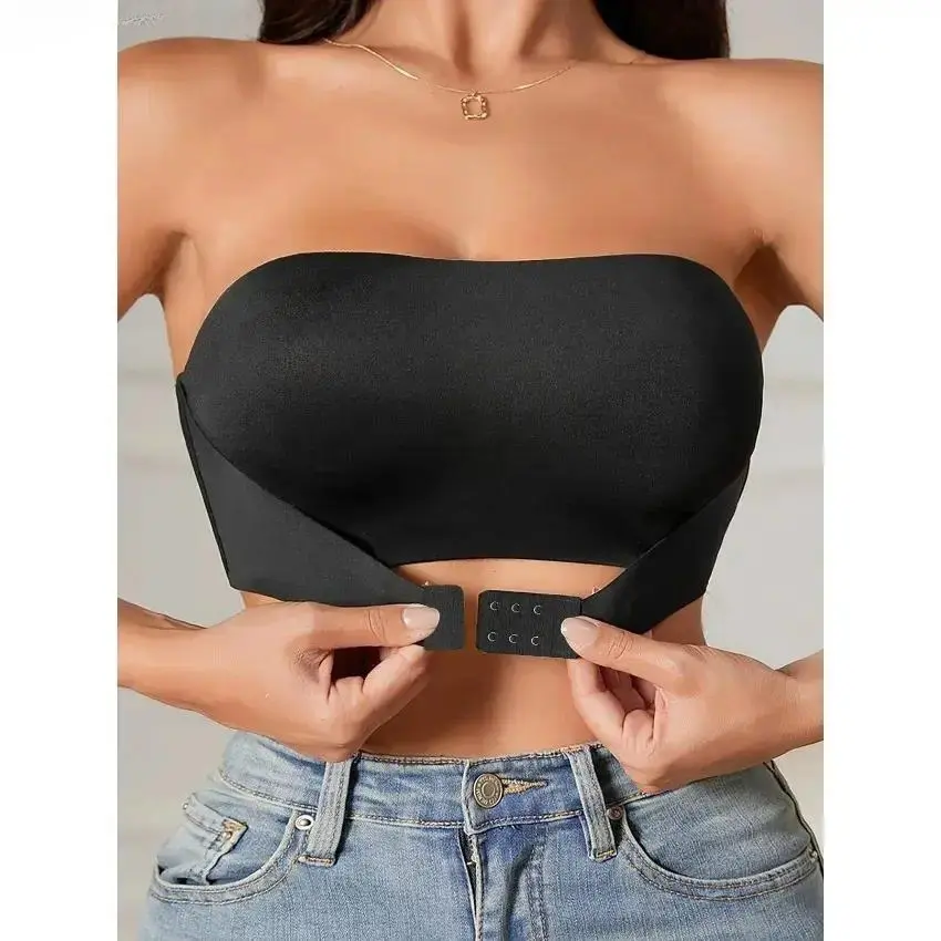 Women's Strapless Sports Bra, Seamless Wireless Underwear with Front-Button Closure, Unpadded Smooth Fit for Daily Wear, Clothes