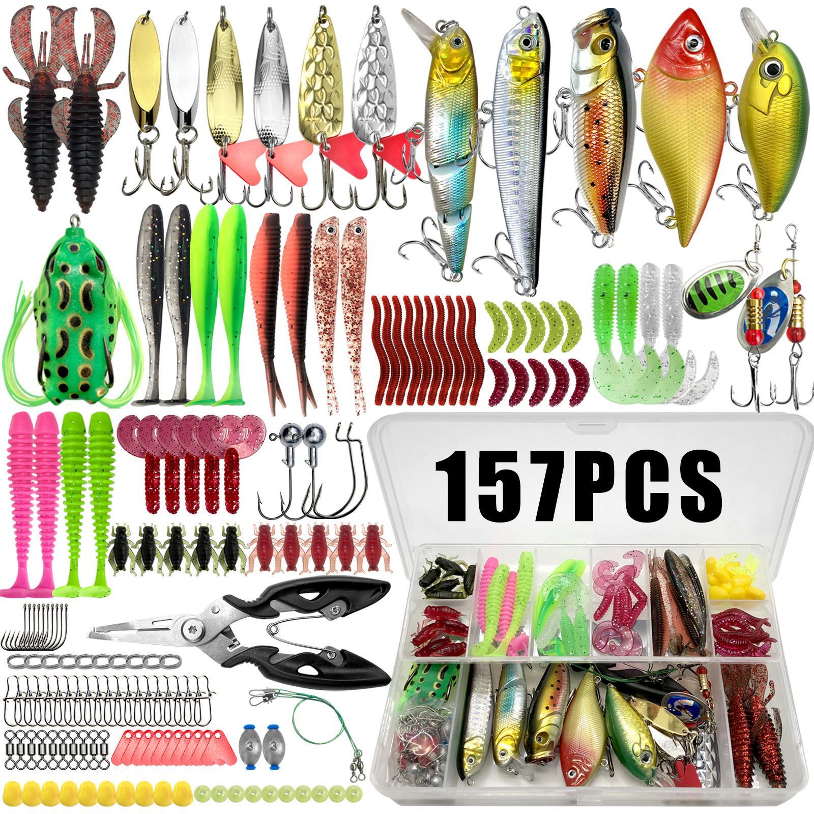 Artificial Fishing Lure Kit, Fishing Gear Set, 85, 117, 157, 198 or 375-Piece Fishing Lure Set with Spoon Lures, Soft Plastic Worms, Crankbait Jigs and Fishing Hooks #GLOBAL PICKS