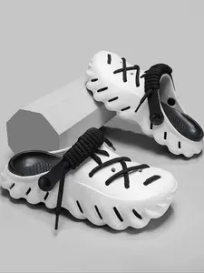 Eva Material Lightweight Slip-On Slippers, Sporty Asymmetrical Design, Wide Fit, All-Season Comfort, Ideal for Outdoor Activities, Bohemian Style, Footwear